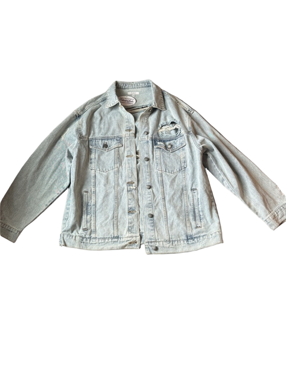 Vervet Distressed Light Wash Denim Jacket Raw Hem SIZE 2XL